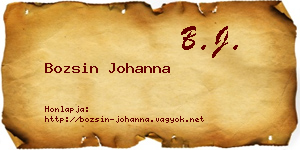 Bozsin Johanna névjegykártya